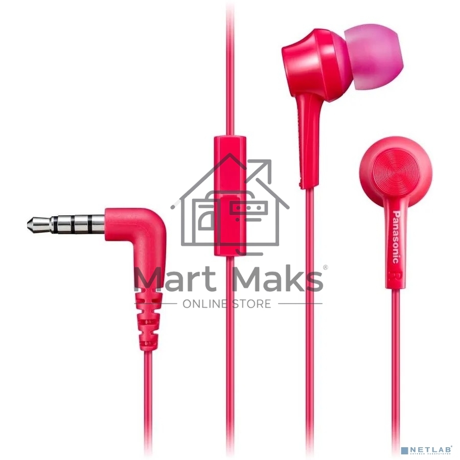 Наушники Panasonic RP-TCM115GCP внутриканальные 10-24000Гц 1.2м 3.5мм 98дБ микрофон розовые