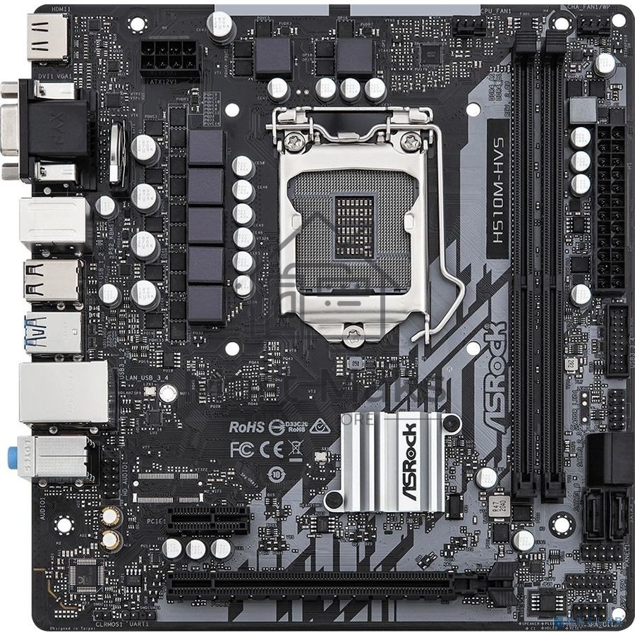 Материнская плата ASRock H510M-HVS R2.0, LGA 1200, Intel H510, 2xDDR4, 4xSATA, 1xPCIe 4.0 x16, 1xPCIe x1, 1xHDMI, 1xVGA, 1x 1Gb LAN, 2xUSB-A 3.2 Gen 1, 4xUSB 2.0, 3x3.5 мм, 7.1, mATX