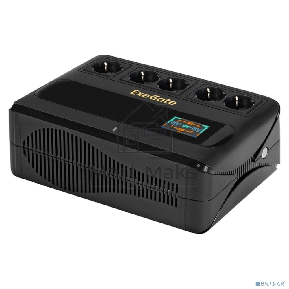 Источник бесперебойного питания ExeGate NEO Smart BU-1000.LCD.AVR.5SH <1000VA/500W, цветной LCD-дисплей, AVR, 5*Schuko, Black>