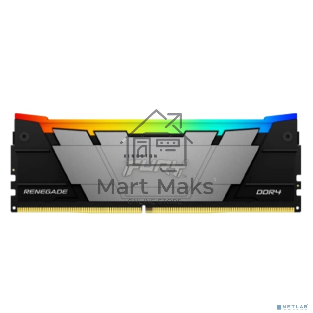 Оперативная память Kingston Fury Renegade, DDR4, 32GB (1x32GB), 3200MHz, CL16, DIMM, с радиатором, RGB, серебристый/черный