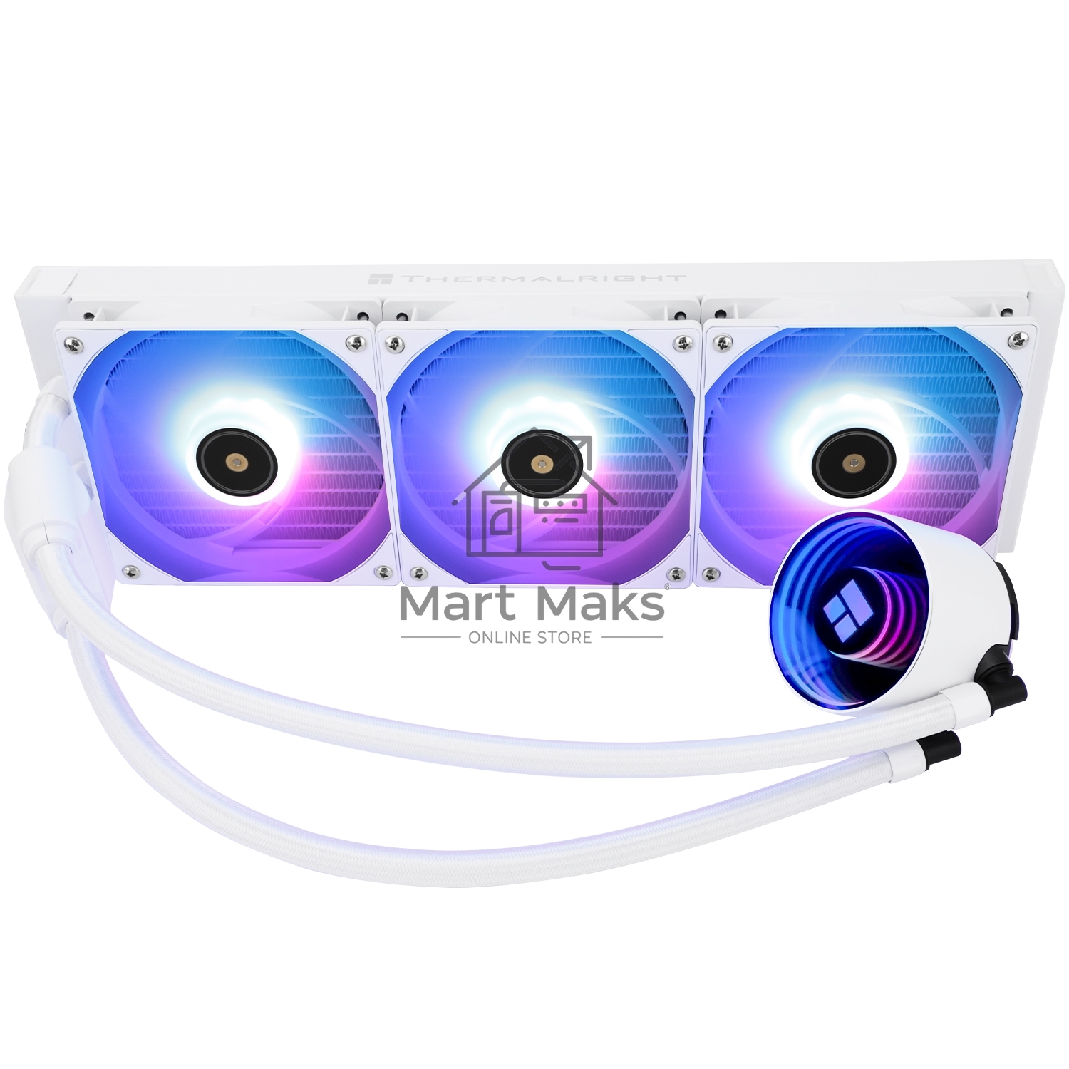 Водяное охлаждение для процессора Thermalright Frozen Notte 360 белый ARGB V2 (360mm, White, ARGB/ Fans: 3x120mm, 72.37CFM, 27.7dBA, 2000RPM/ Pump height 54mm, 28dBA, 5300RPM, Rad thickness 27mm/ S: 1200, 1700, 1851, 2011, 2066, 115X, AM2, AM2+, AM3, AM3+