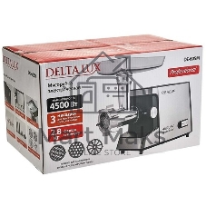 Мясорубка электрическая DELTA LUX DE-605M черный, 4500 Вт, 2.8 кг/мин, реверс, защита от перегрузки, насадки - 5
