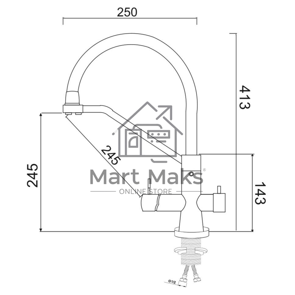 SUS127BL-016F-015 Смеситель для кухни с переключением фильтра, ø35