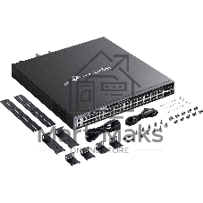 Стекируемый управляемый коммутатор TP-Link SG6654XHP 3го уровня Omada с 48 гигабитными портами PoE+ и 6 портами SFP+