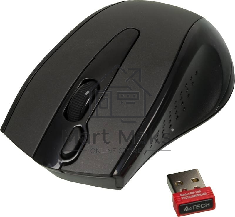 Мышь беспроводная A4Tech G9-500F черный, 1200 dpi, радиоканал, USB, кнопки - 4