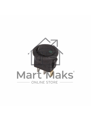 Выключатель клавишный Rexant круглый 12V 16А (3с) ON-OFF черный с зеленой подсветкой