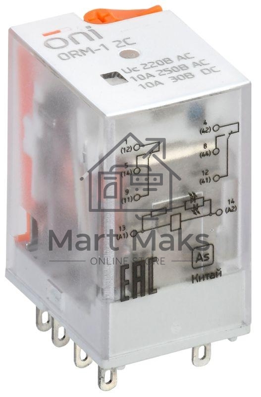 Реле интерфейсное ORM-1 2C 220В AC с LED и тест. кнопкой ONI ORM-1-2C-AC220V-L-B