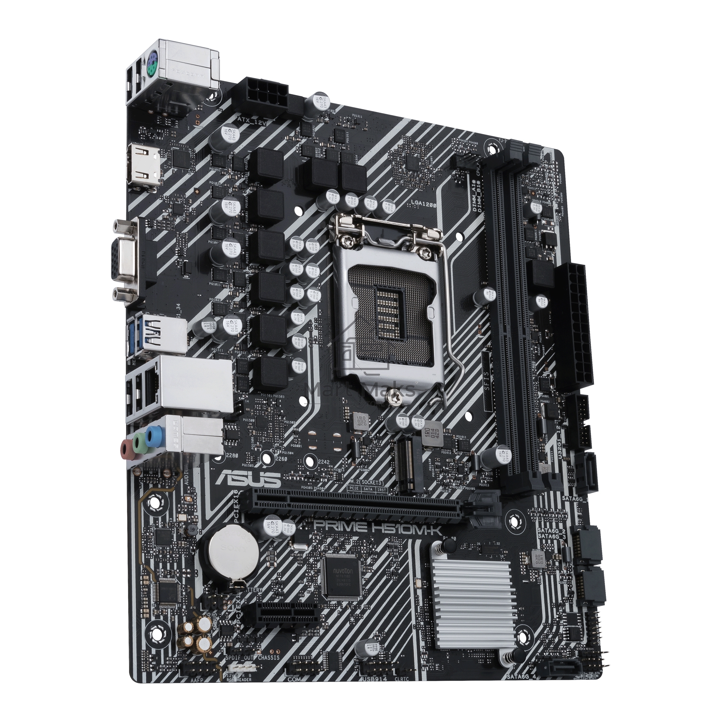 Материнская плата ASUS PRIME H510M-K, LGA 1200, Intel H510, 2xDDR4, 4xSATA, 1xM.2, 1xPCIe 4.0 x16, 1xPCIe x1, 1xHDMI, 1xVGA, 2xUSB-A 3.2 Gen 1, 4xUSB-A 2.0, 1x 1Gb LAN, 3x3.5 мм, 7.1, mATX