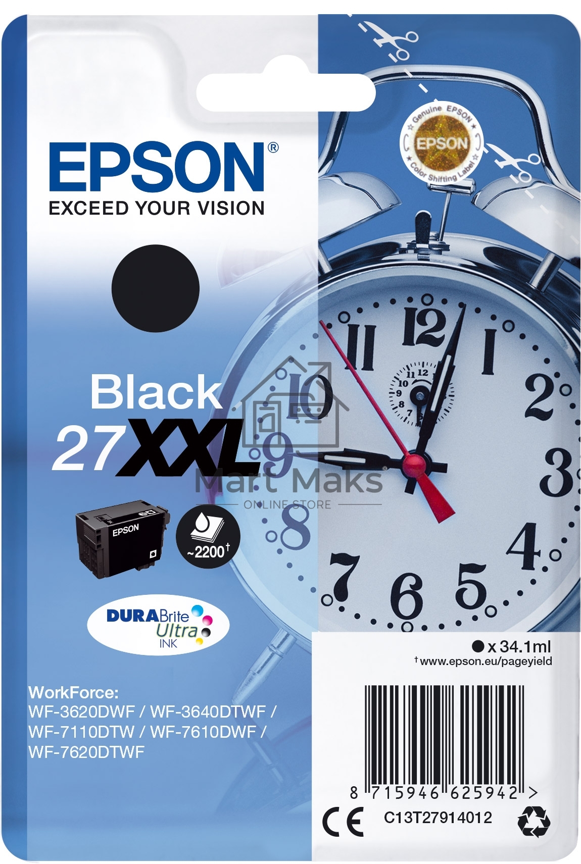 Картридж струйный Epson C13T27914022 черный для Epson WF7110/7610/7620 (2200стр.)