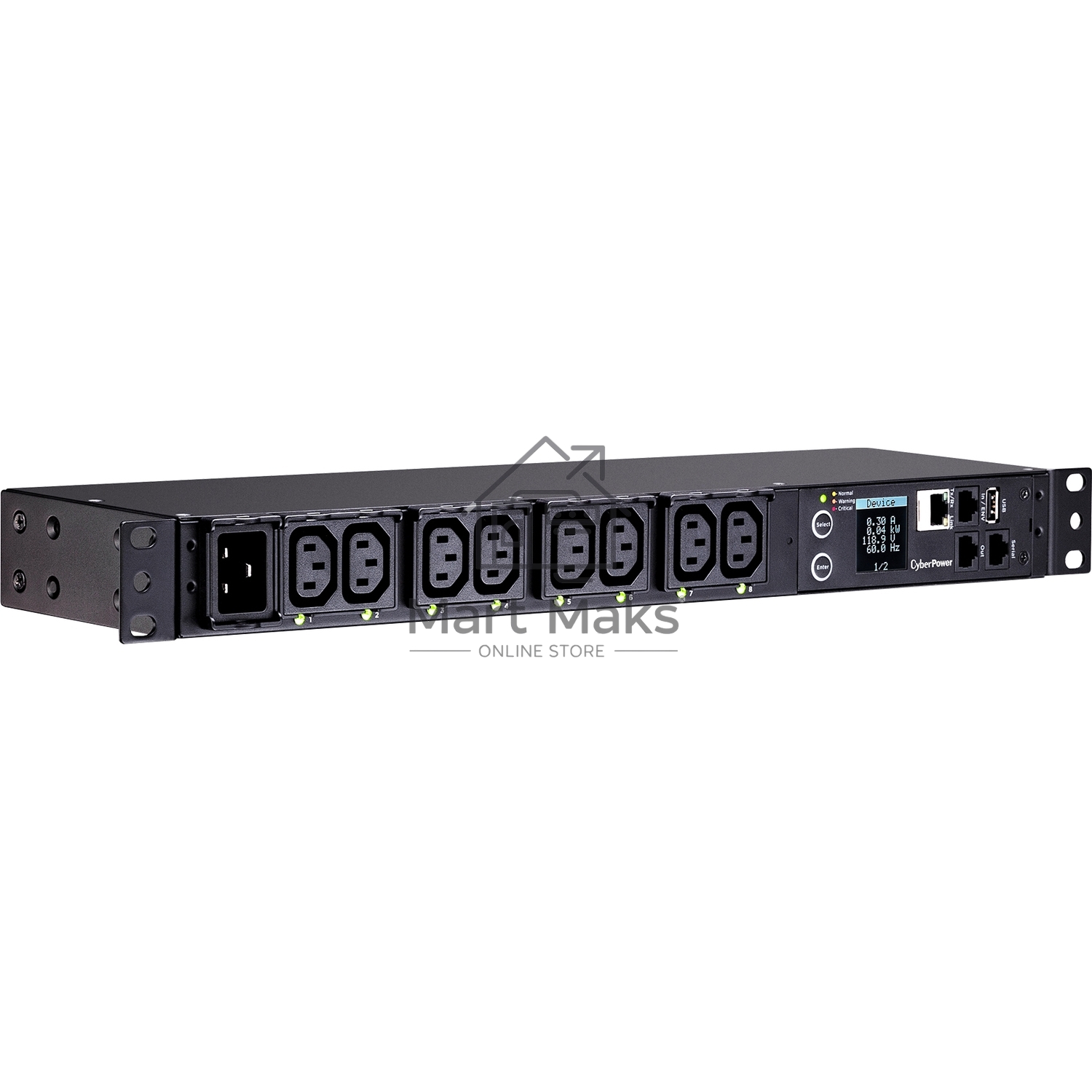 Блок распределения питания CyberPower PDU PDU81005 1U type, 16Amp, plug IEC 320 C20, (8) IEC 320 C13