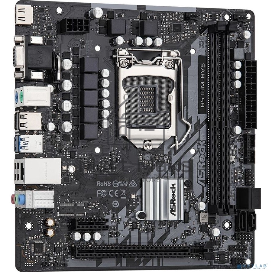Материнская плата ASRock H510M-HVS R2.0, LGA 1200, Intel H510, 2xDDR4, 4xSATA, 1xPCIe 4.0 x16, 1xPCIe x1, 1xHDMI, 1xVGA, 1x 1Gb LAN, 2xUSB-A 3.2 Gen 1, 4xUSB 2.0, 3x3.5 мм, 7.1, mATX