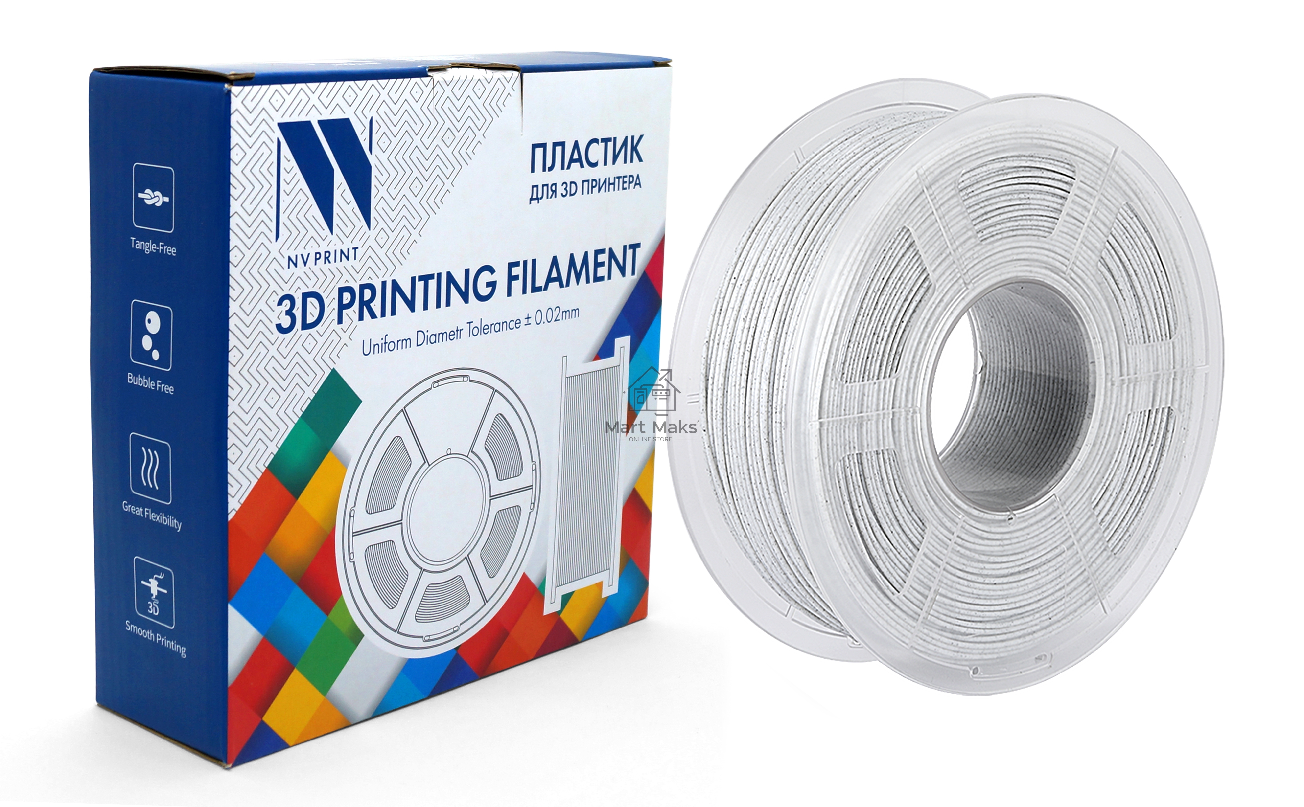 Филамент NVPrint PLA Marble для 3D печати диаметр 1.75мм длина 330 метров масса 1 кг