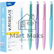 Ручка шариковая автоматическая Deli Every EQ44-BL ассорти/белый, d=0.7мм, синие чернила, круглая, резиновая манжета