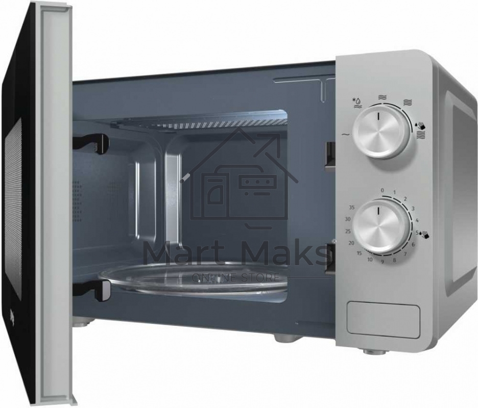 Микроволновая печь Gorenje MO20E1S серебристый, 20 л, 800 Вт, переключатели - поворотный механизм