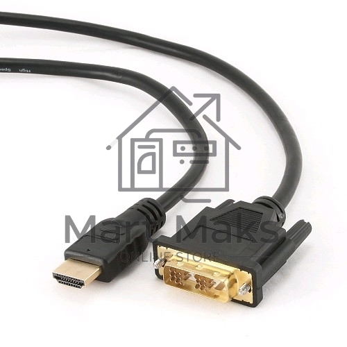 Кабель HDMI-DVI Cablexpert CC-HDMI-DVI-10, 19M/19M, single link, медь, позол.разъемы, экран, 3.0м, черный, пакет