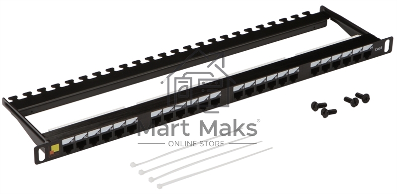 Патч-панель LANMASTER компактная 24 порта, UTP, кат.6, 0.5U