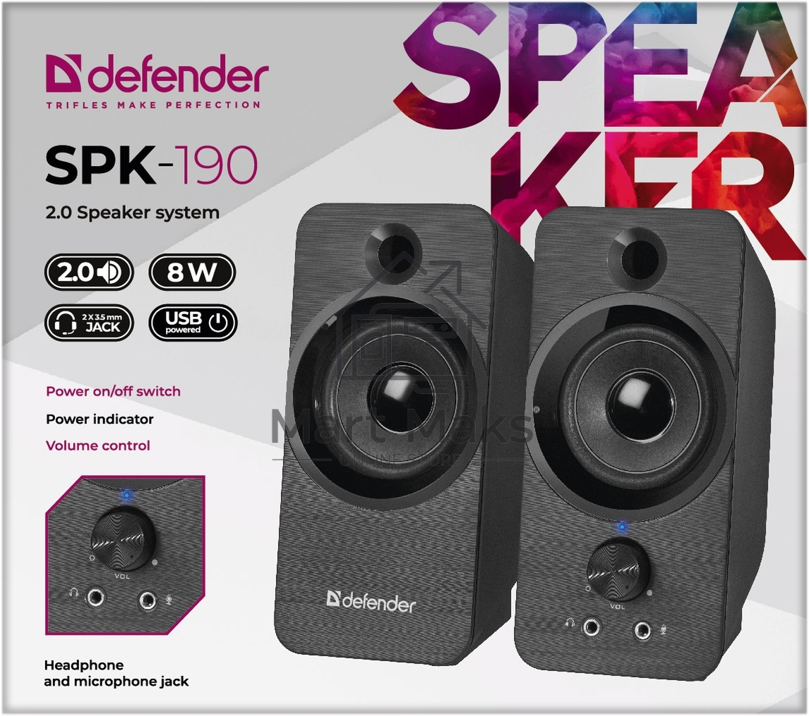 Акустическая система Defender 2.0 SPK-190 черный