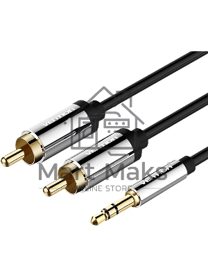 Кабель Vention аудио Jack 3,5 мм M/2RCA M - 2м черный