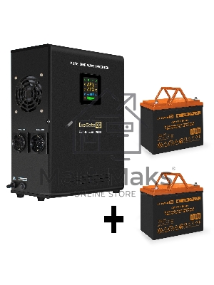 Комплект Источник бесперебойного питания EX296002RUS + батарея 75Aч EX285653RUS 2шт (инвертор, синус, для котла, настенный) ExeGate FineSine SX-2500.LCD.AVR.2SH <2500VA/1800W, чистая синусоида, цветной LCD-дисплей, AVR, 2*Schuko, линейно-интерактивный, кр