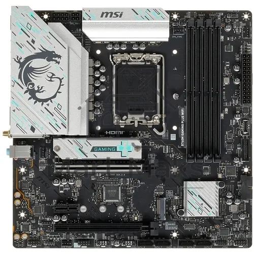 Материнская плата MSI B760M GAMING PLUS WIFI, LGA 1700, Intel B760, 4xDIMM DDR5, 4xSATA, 2xM.2, 1xPCI-E 4.0 x16, 1xPCI-E 3.0 x1, 2xHDMI, 2xDP, 1x 2.5Gb LAN, 2xUSB-A 3.2 Gen 2, 4xUSB 2.0, Micro-ATX