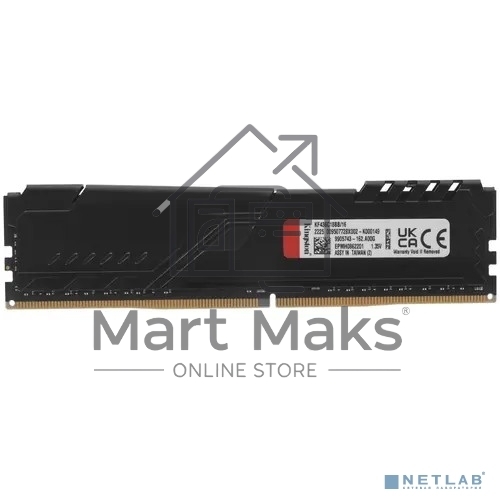 Оперативная память Kingston Fury Beast, DDR4, 16GB (1x16GB), 3600MHz, CL18, DIMM, с радиатором, черный