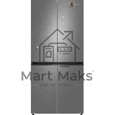 Холодильник Weissgauff WCD 450 Bru Steel Glass NoFrost Inverter матовая сталь трехкамерный 287/163л морозилка снизу, No Frost, Side by Side