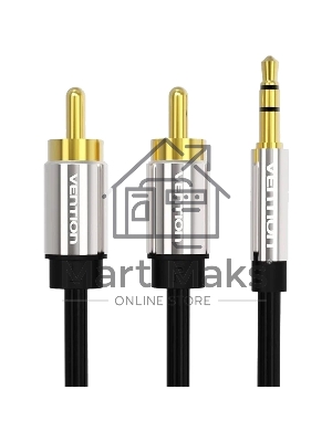 Кабель Vention аудио Jack 3,5 мм M/2RCA M - 2м черный