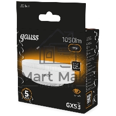 Лампа светодиодная Gauss 108008111 11Вт цок.:GX53 таблетка 220B св.свеч.бел.теп. (упак.:10шт)