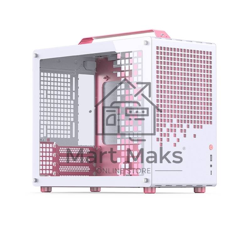 Корпус без блока питания Case JONSBO Z20, Mini-Tower, TG, no fan, 1xUSB-A 3.2 + 1xUSB-C 3.2, mATX, mITX Pink/White