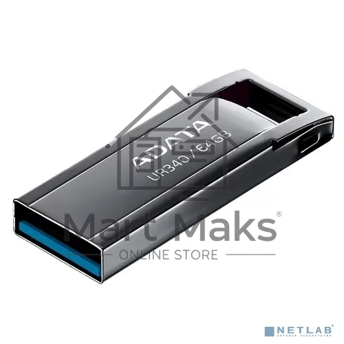 Флешка USB ADATA UR340 (AROY-UR340-64GbK), 64Gb, USB 3.2, R/W 100/30, черный