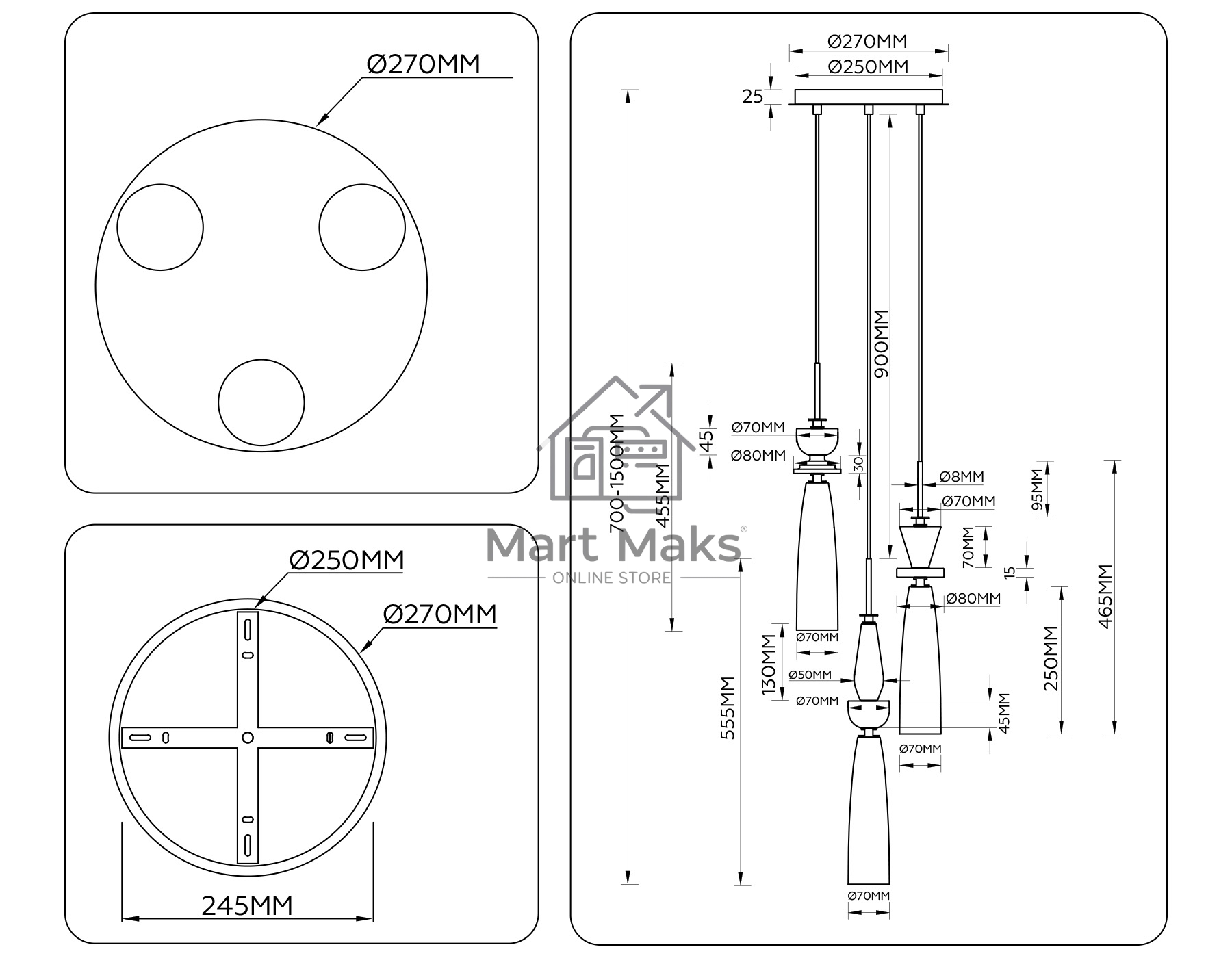 Светильник Ambrella light LH75367/3 GD/WH золото/белый G9*3 max 28W D270*1500
