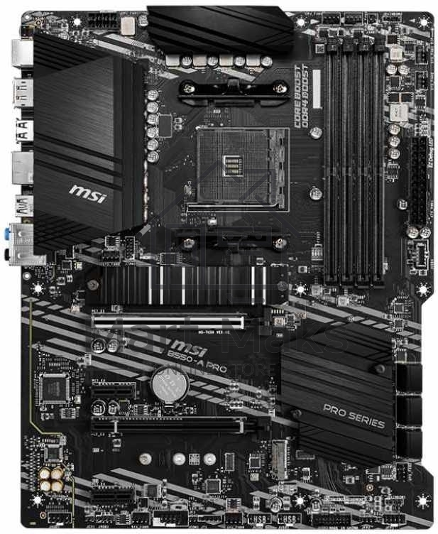 Материнская плата MSI B550-A PRO, AM4, AMD B550, 4xDDR4, 6xSATA, 2xM.2, 1xPCI-E 4.0 x16, 1xPCI-E 3.0 x16, 2xPCI-E x1, 1xHDMI, 1xDP, 1x 1Gb LAN, 4xUSB-A 2.0, 2xUSB-A 3.2 Gen 1, 1xUSB-A 3.2 Gen 2, 1xUSB-C 3.2 Gen 2, 6x3.5 мм, 7.1, ATX