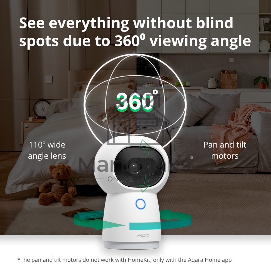 Камера AQARA Camera Hub G3/Камера+ управления/Управление жестами/Камера 360/2K 2304х1296p/Протокол связи:Zigbee/WiFi/Питание:USB-C/ Цвет белый CH-H03