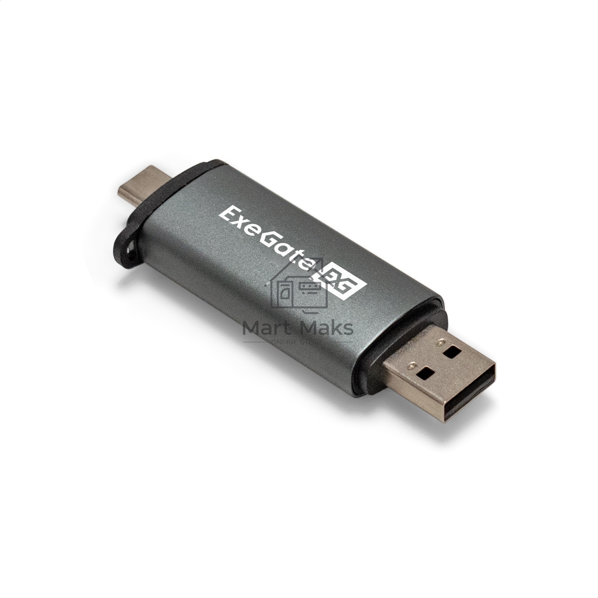 Устройство чтения/записи карт памяти ExeGate CR-201CA (кабель-адаптер USB Type-A/Type-C --> Card Reader, поддержка стандартов: SD/SDHC/MMCII/RS MMC, Micro SD/ Micro SDHC/Micro SDXC, Plug&Play, серый)