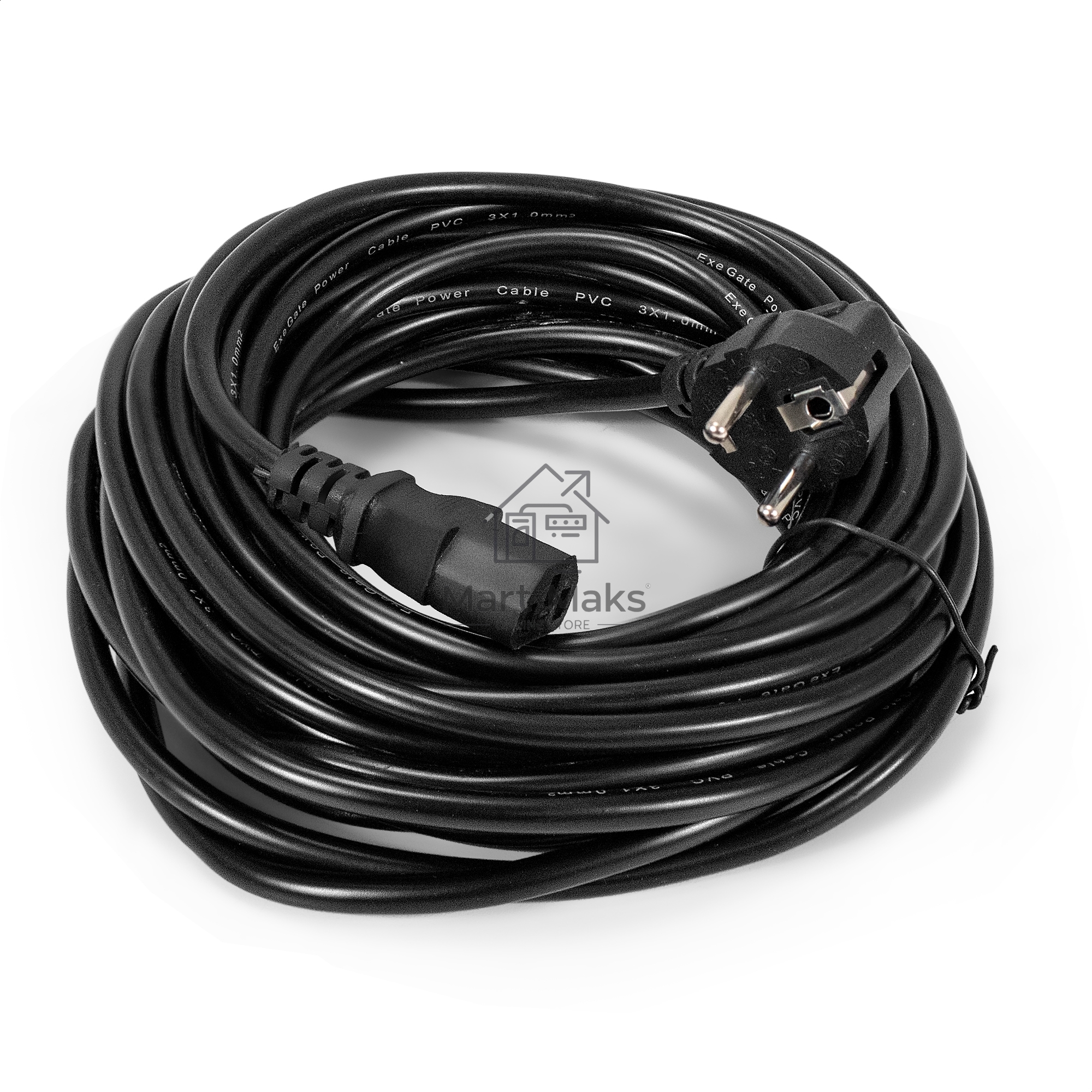 Кабель питания ExeGate Special PC-10S (Евровилка угловая Schuko->C13, 3*1.0mm2, CCA, черный, 10м)