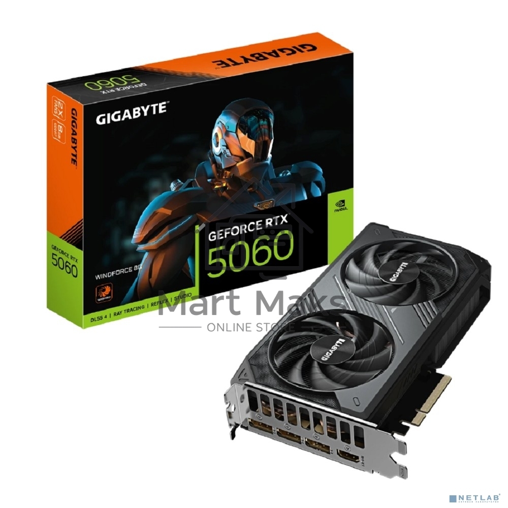 Видеокарта Gigabyte RTX 5060 GV-N5060WF2-8GD 1.0 NV RTX 5060 8Gb 128bit GDDR7 2497/28000/HDMIx1/DPx3 PCI-E 5.0