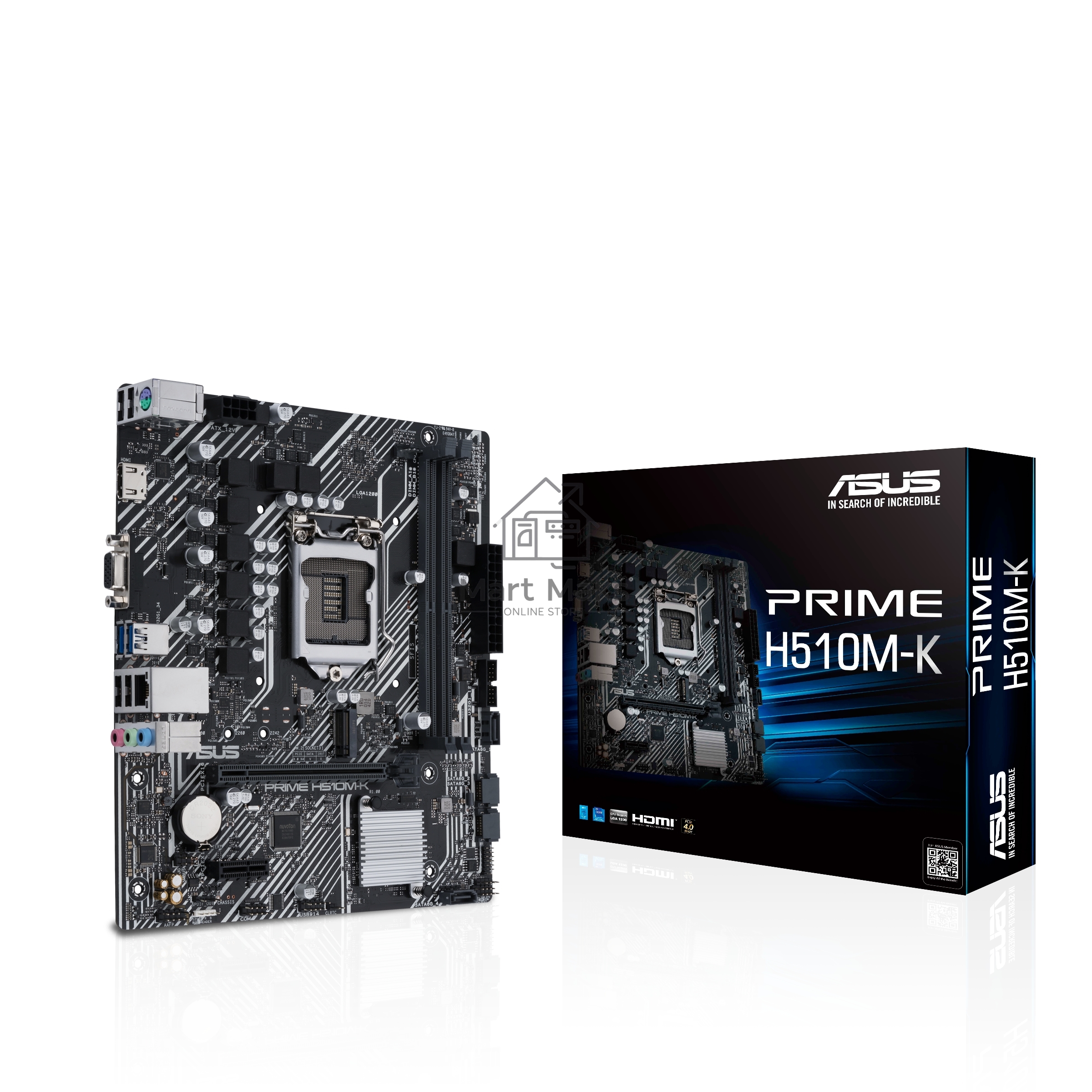 Материнская плата ASUS PRIME H510M-K, LGA 1200, Intel H510, 2xDDR4, 4xSATA, 1xM.2, 1xPCIe 4.0 x16, 1xPCIe x1, 1xHDMI, 1xVGA, 2xUSB-A 3.2 Gen 1, 4xUSB-A 2.0, 1x 1Gb LAN, 3x3.5 мм, 7.1, mATX