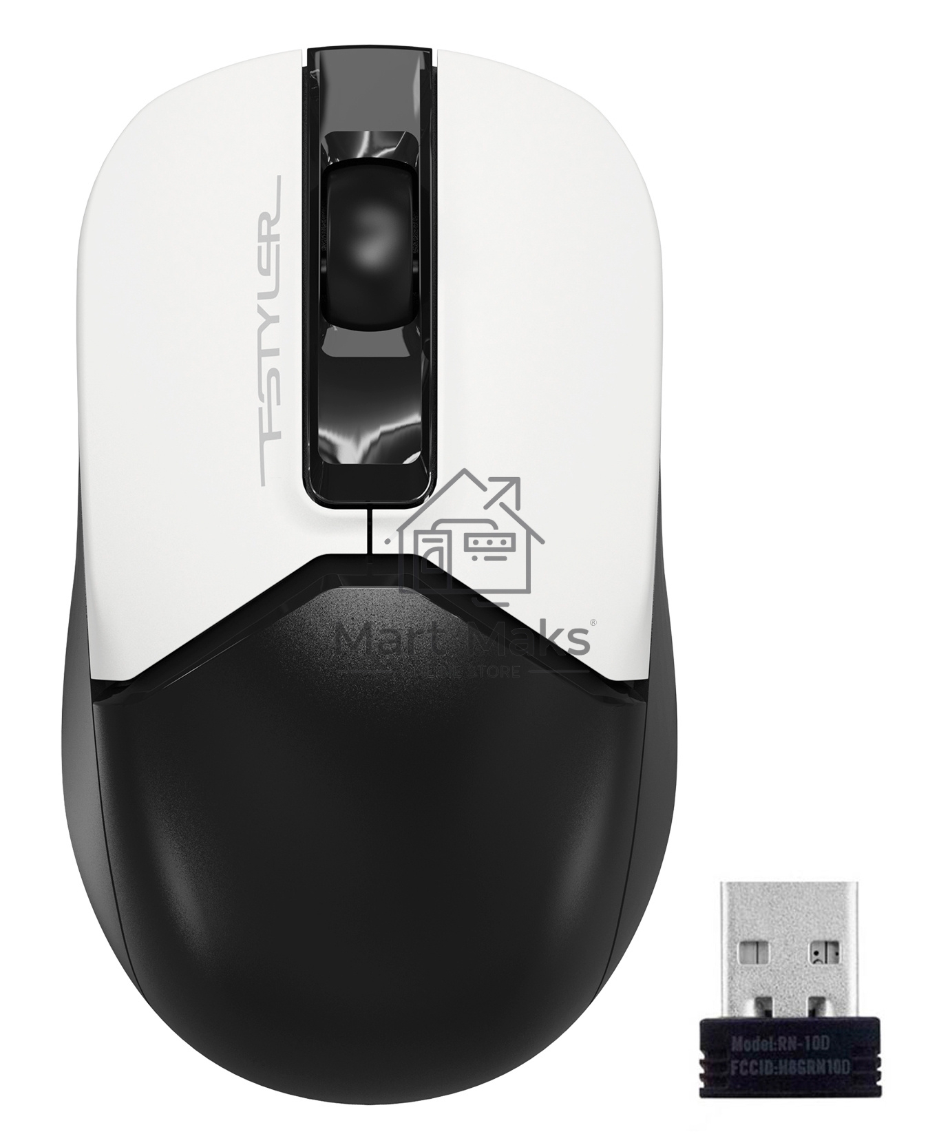 Мышь беспроводная A4Tech Fstyler FG12 белый/черный, 1200 dpi, радиоканал, USB, кнопки - 3