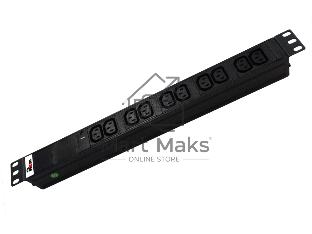 Аксессуар ЦМО Блок розеток Rem-10 без шнура с инд., 10 IEC 60320 C13, вход IEC 60320 C14, 10A, алюм., 19