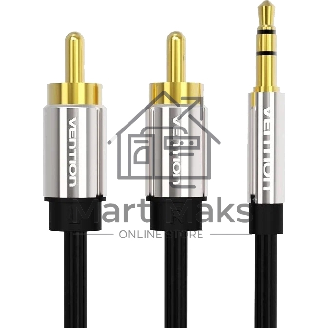 Кабель Vention аудио Jack 3,5 mm M/2RCA M - 3 м черный