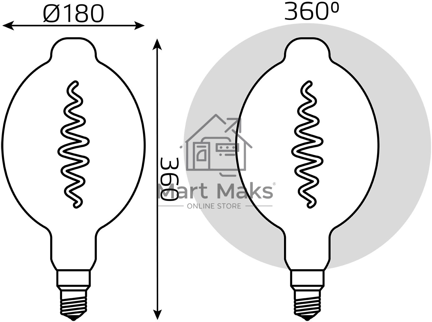 Лампа светодиодная филаментная Gauss Filament Vintage 8.5Вт цок.:E27 шар 220B 1800K св.свеч.белый теп. (упак.:1шт)