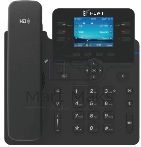 IP-телефон Flat-Phone B6: 6 SIP-аккаунтов, 2 порта 10/100/1000BASE-T (RJ-45), ЖК-дисплей, PoE