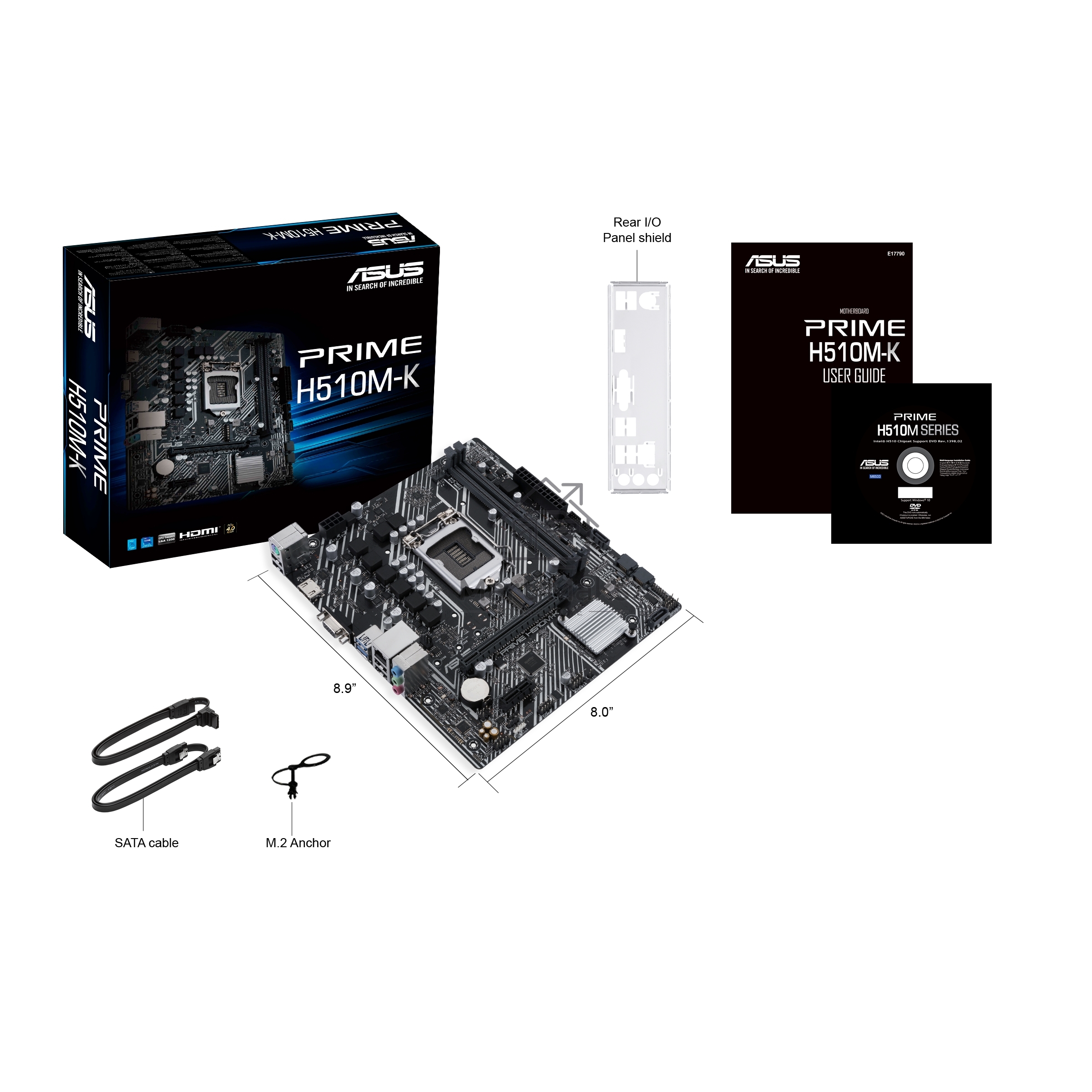 Материнская плата ASUS PRIME H510M-K, LGA 1200, Intel H510, 2xDDR4, 4xSATA, 1xM.2, 1xPCIe 4.0 x16, 1xPCIe x1, 1xHDMI, 1xVGA, 2xUSB-A 3.2 Gen 1, 4xUSB-A 2.0, 1x 1Gb LAN, 3x3.5 мм, 7.1, mATX