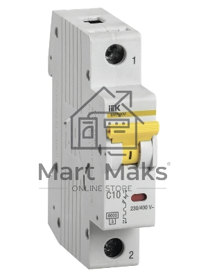 Выключатель автоматический однополюсный ВА47-60M 1Р 10А 6кА С MVA31-1-010-C IEK