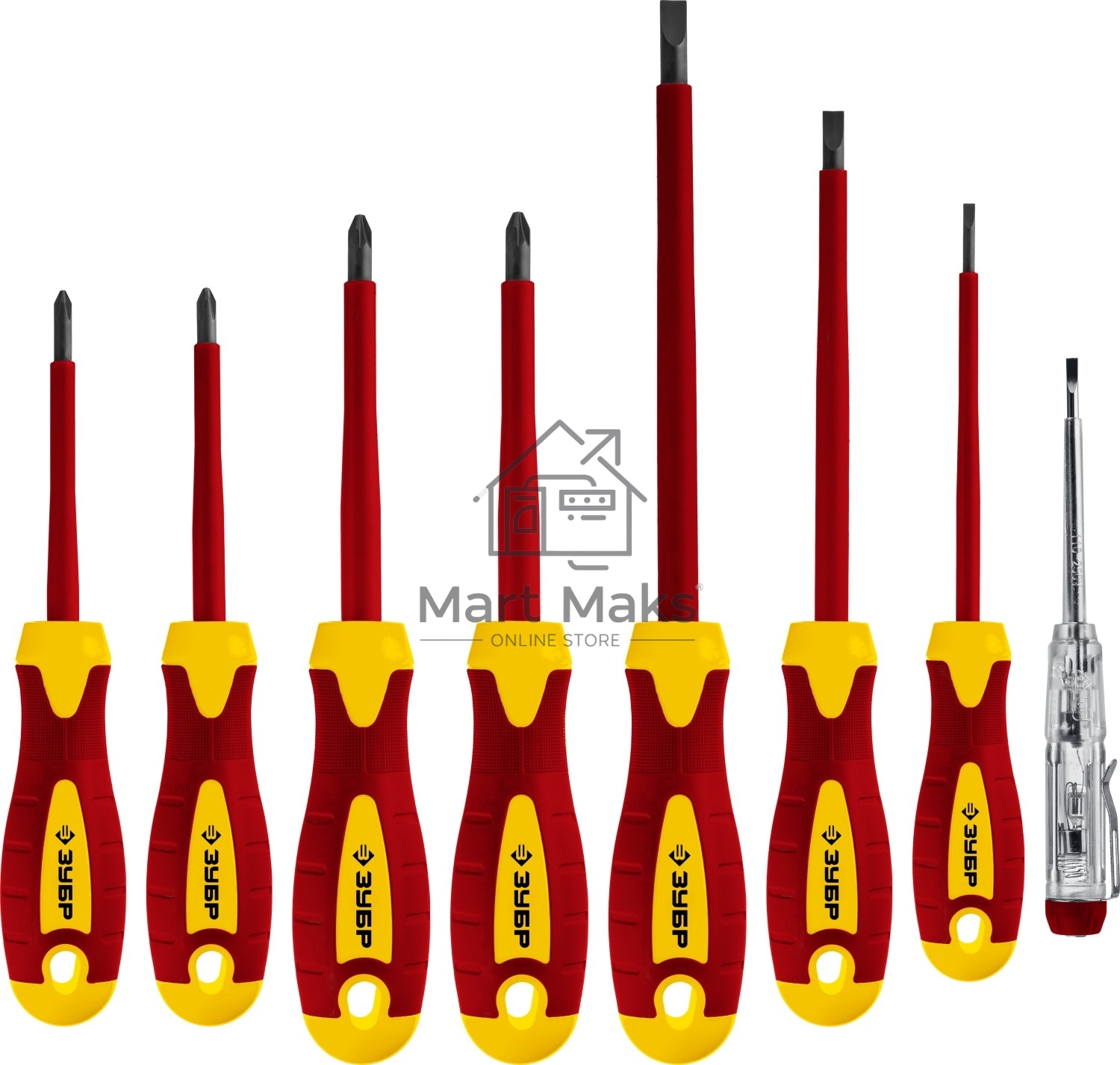 Набор: Отвертки SL 3, 5, 6 / PH 1, 2 / PZ 1, 2, тестер 100-250 В, ЗУБР 