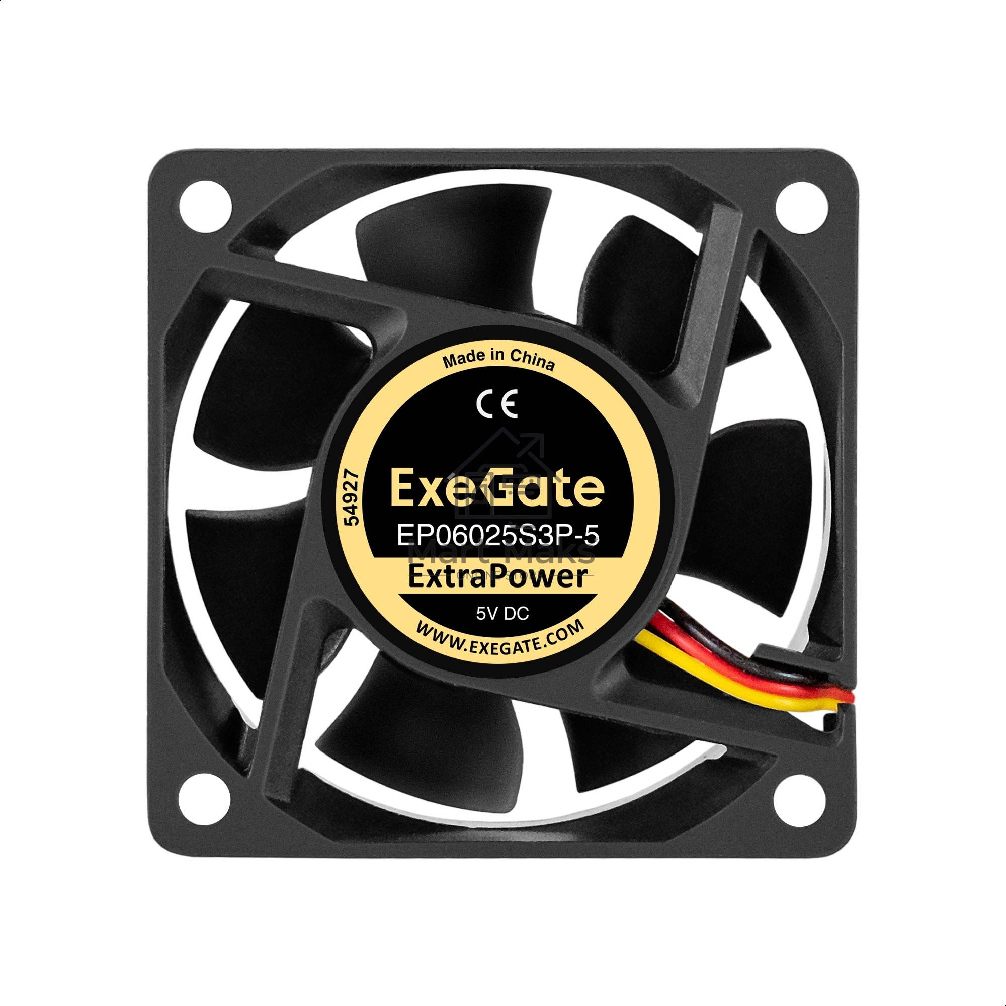 Вентилятор для корпуса ExeGate ExtraPower EP06025S3P-5 черный, 60 мм, 4800 об/мин, 33.5 дБ, 3 pin