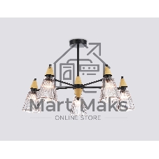 Люстра Ambrella light LH58114/5 BK/LW/SM черный/светлое дерево/дымчатый E14*5 max 40W D660*390