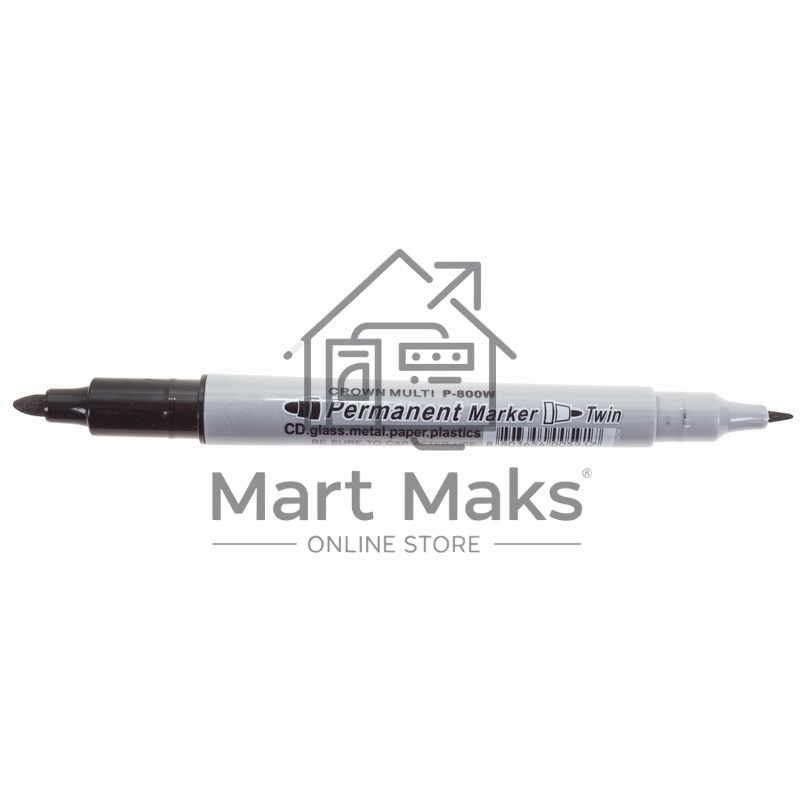 Маркер перманентный двухсторонний Crown «Multi Marker Twin» 2 мм/1 мм, черный, пулевидный