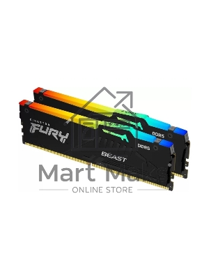 Оперативная память Kingston Fury Beast, DDR5, 32Gb (2x16Gb), 5600MHz, CL40, DIMM, с радиаторами, RGB, черный