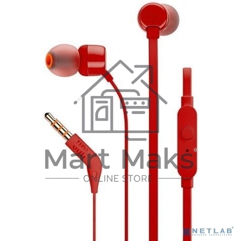 Наушники-гарнитура JBL T110 красный